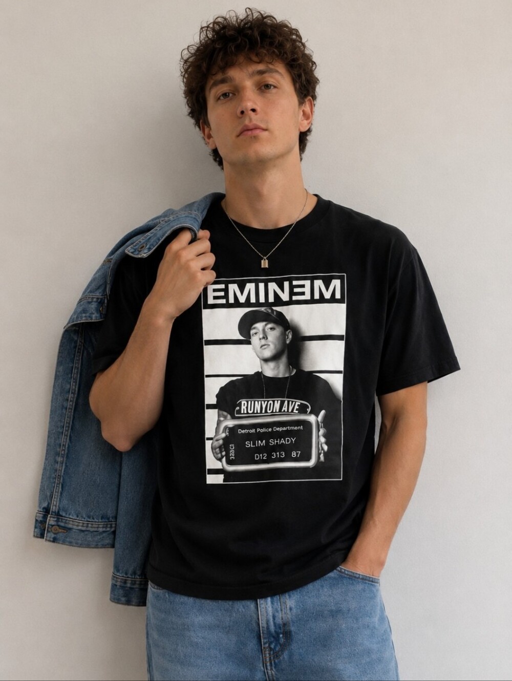 Vintage Black Eminem Graphic Cotton Tee